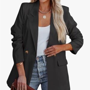 M NWOT BLACK LINED ONE BUTTON POCKETS BLAZER